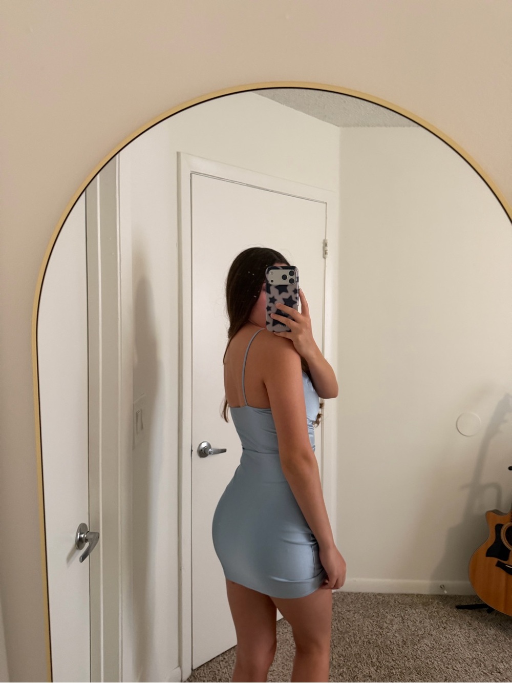 Windsor Satin Cowl Neck Mini Dress - Light Blue - Picture 2 of 6